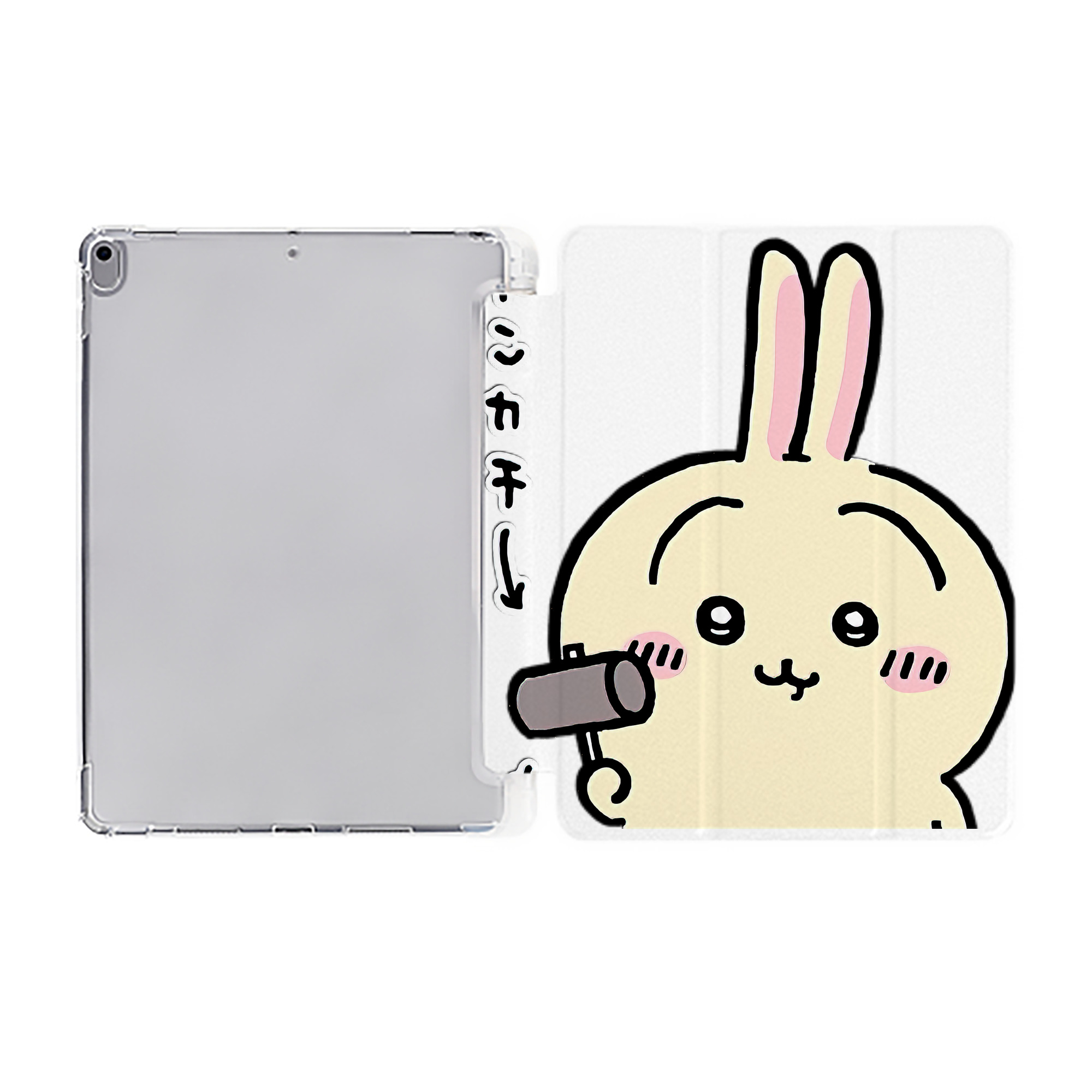 （画像用） ちいかわ うさぎ Chii-kawa usagi IPad ケース ペン収納付き 三つ折りスタンド PUレザー×シリコン 対応機種9.5/10.5/10.9インチ